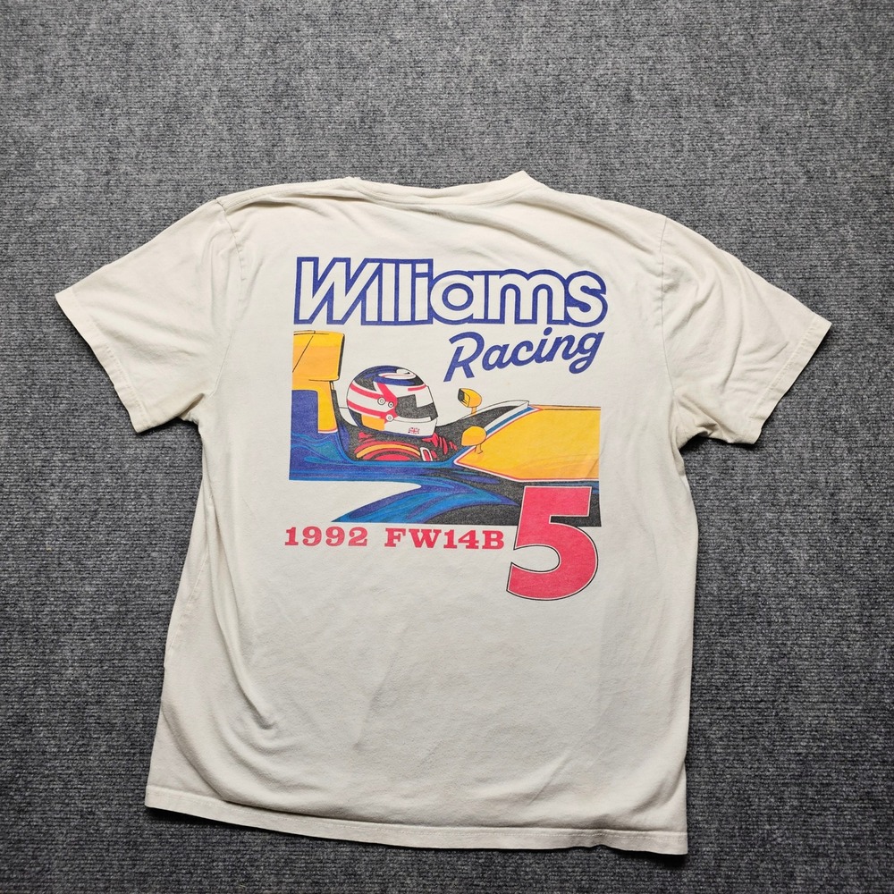 Williams Racing Hollister Graphic T-Shirt Mens Large Cream Relaxed Fit F1 Tee